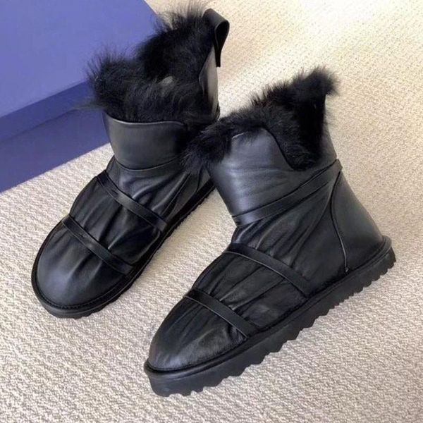 

women winter boots fur leather waterproof women 2020 snow boots short ankle fashion collection ladies shoes, Black