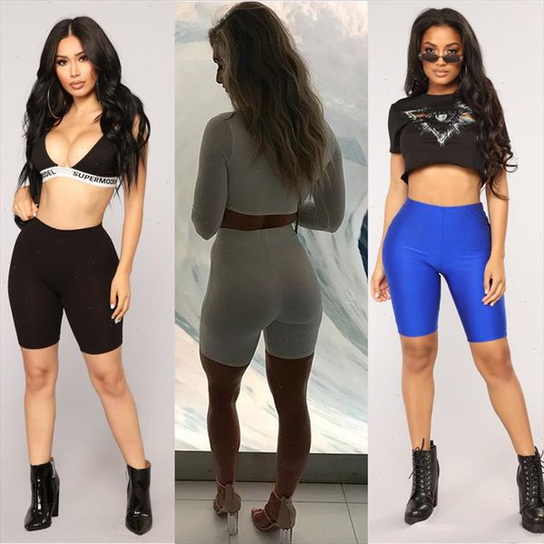 

2021 new brand cotton elastic high waist shorts solid pure color women girl sports fitness shorts workout beach casual, White;black