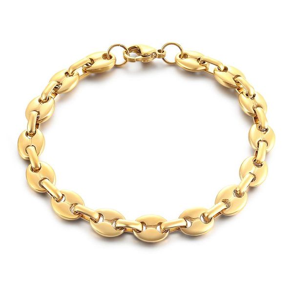 

link, chain bracelet men stainless steel coffee beans link bracelets for man women male gifts jewelry bangles, Black