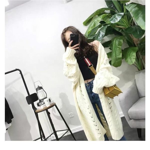

2021 new woman sweaters fashion fall woman's mid-length clothing plus size nightgown flashlight sleeve cardigan mesh jacket j5w2, White;black