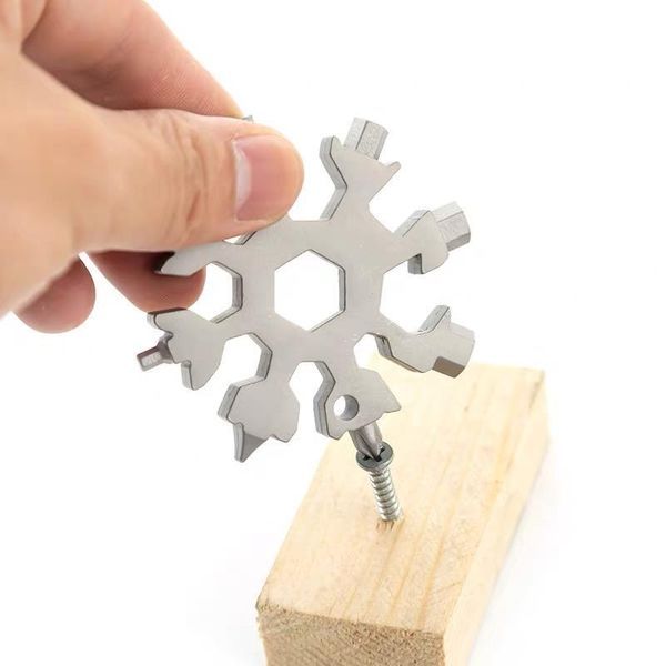 

18 in 1 mini snowflake multi portable tool openers spanner hex wrench multipurpose camp survive outdoor hike key ring keychain h jllvoy