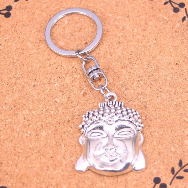 Mode Schlüsselbund 40*30mm Buddha Kopf Anhänger DIY Schmuck Auto Schlüssel Kette Ring Halter Souvenir Für Geschenk