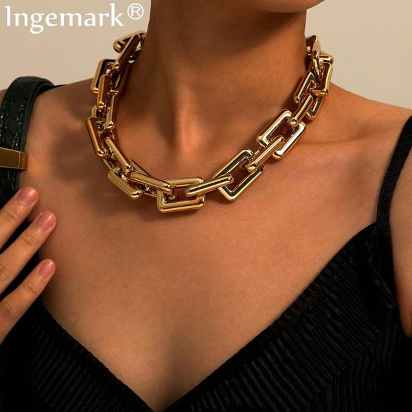 

punk lock chain necklace women statement hip hop twisted chunky thick link necklace gothic jewelry steampunk men, Silver