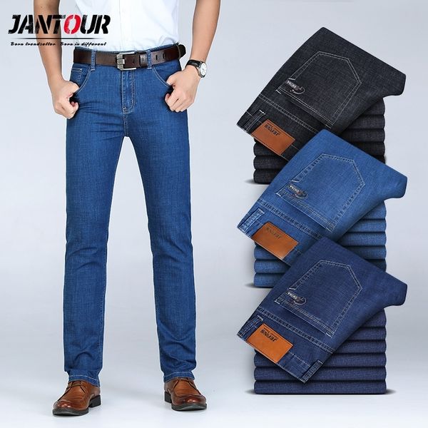 

men's autumn winter cotton jeans men stretch business pants fashion trousers denim jean mens jeans big size 35 40 42 44 46 201116, Blue