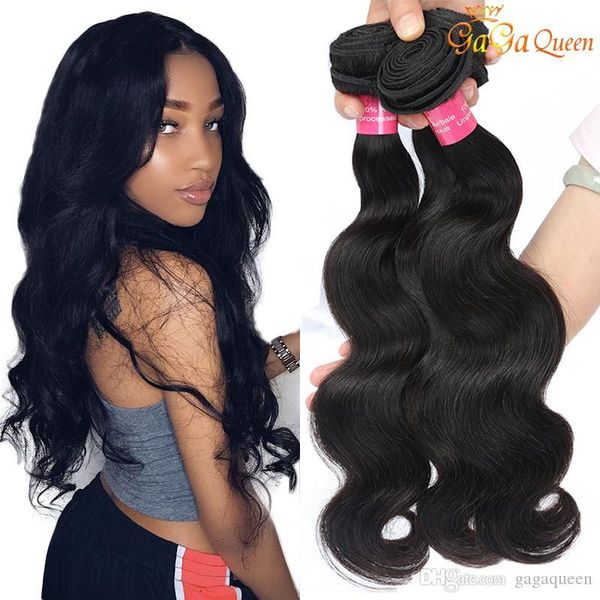 

new arrival indian virgin hair body wave unprocessed body wave indian human hair weave bundles gaga queen, Black