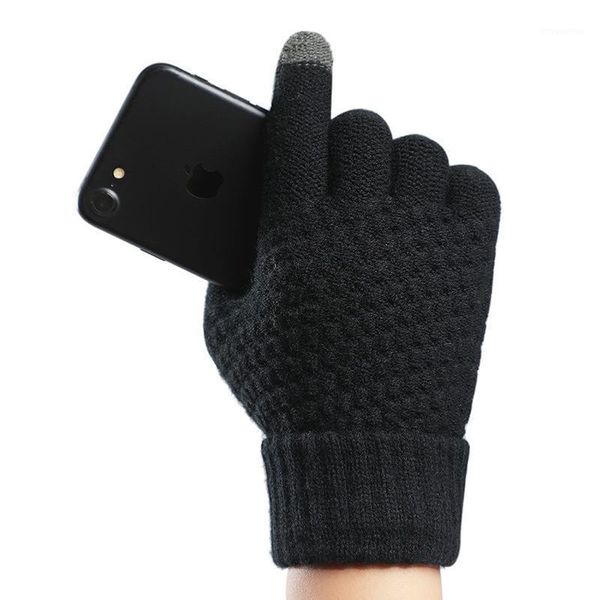 

touch screen gloves autumn winter women' outdoor knitted gloves warm mittens1, Blue;gray