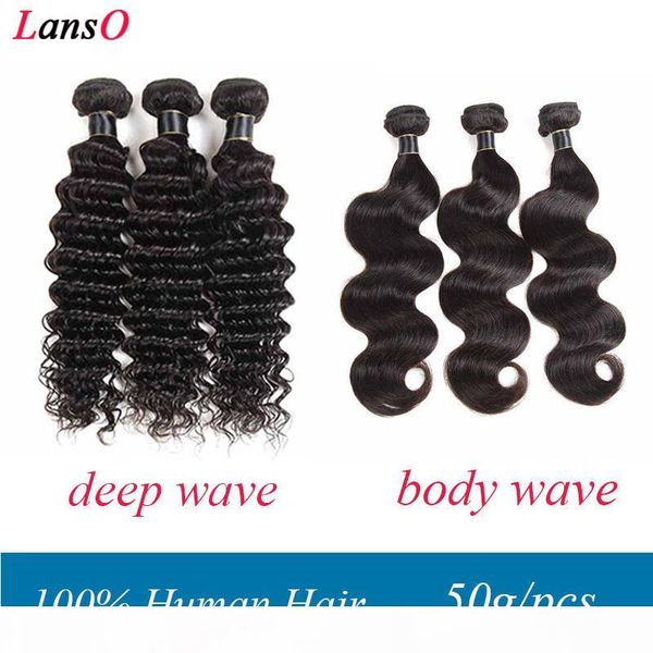

100% brazilian mongolian cambodian indian virgin human hair deep body wave natural black color double weft human hair bundles 50g pcs
