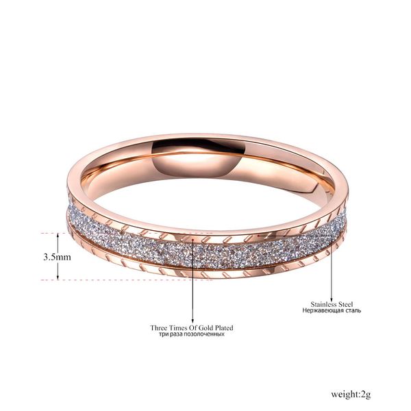 

rose gold color scrub rings for women girls 3.5mm width stainless steel party birthday daily finger ring r19025, Silver