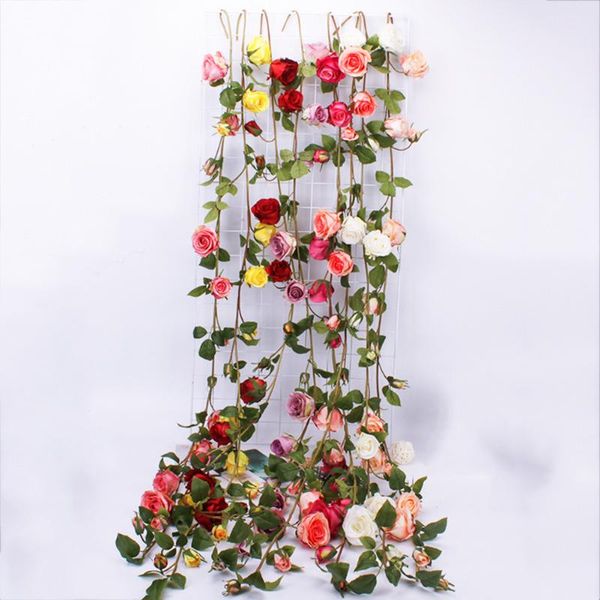 

fake silk roses flower ivy vine artificial flowers with green leaves for home wedding decoration hanging garland home decor