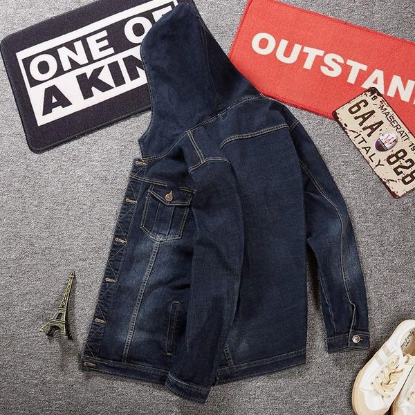 

плюс размером 8xl мужчину denim jacket сыпучей мода хип-хоп с капюшоном куртка 2020 новой осенью однобортной повседневной bomber пальто верх, Black;brown