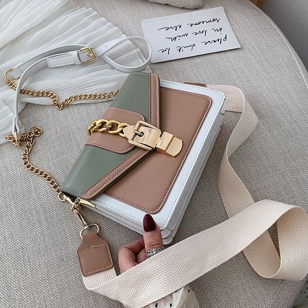 

small summer contrast color pu leather crossbody bags for women 2020 chain shoulder handbags lady luxury hand bag c1019