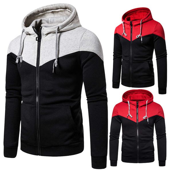

two hoodie daily leisure color entertainment stitching zipper sports men's hooded sweater wy61, Gray