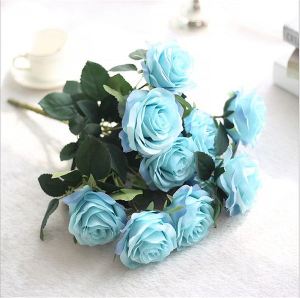 bouquet di simulazione di fiori artificiali 10 bouquet di rose francesi decorazione soggiorno decorazione tavolo da pranzo fiore di seta floreale T3I51607