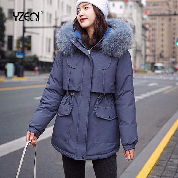 

yzeqi women long coats -30 degrees parkas snow wear winter 2020 jacket fur hooded clothing female fur lining thick winter coat1, Black