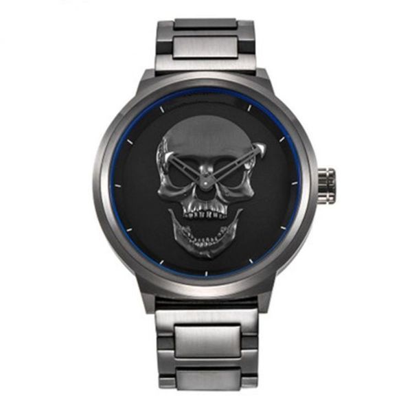 

men's fashion selling luminous new creative skull head steel band quartz watch 97f5, Slivery;brown