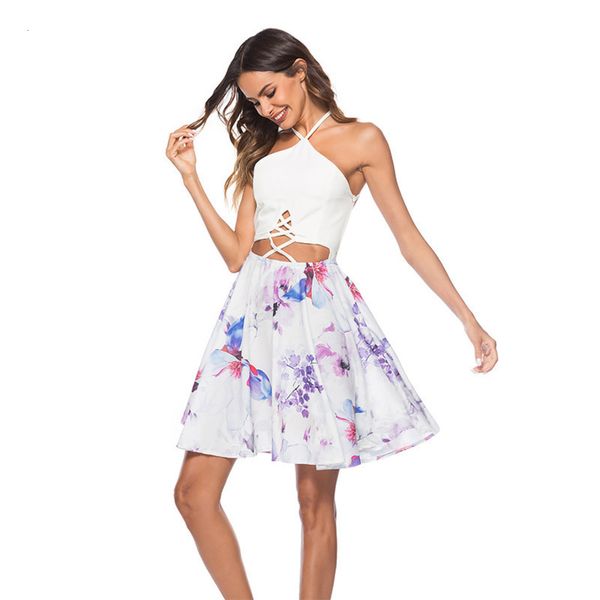 

with low cut women's versatile bra bandage and open back printed dress, Black;gray