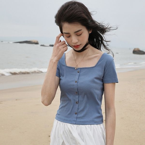 

2021 new solid female color thin open collar short sleeve women's t-shirts fashion vpzn, White