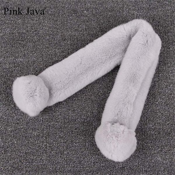 

pink java qc1857 new arrival real rex rabbit women winter warm scarves neck scarf genuine fur fashion y201007, Blue;gray