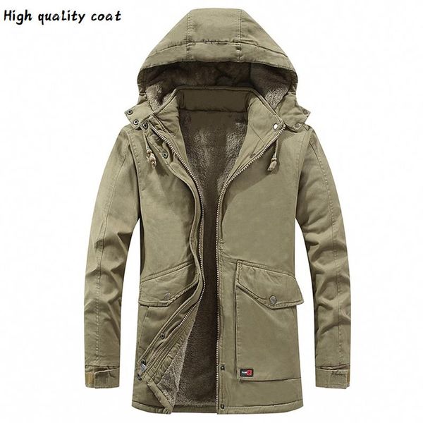 

arrivals new thick fleece warm parkas jackets men clothes casual men parka coat windproof hooded jacket windbreaker, Black