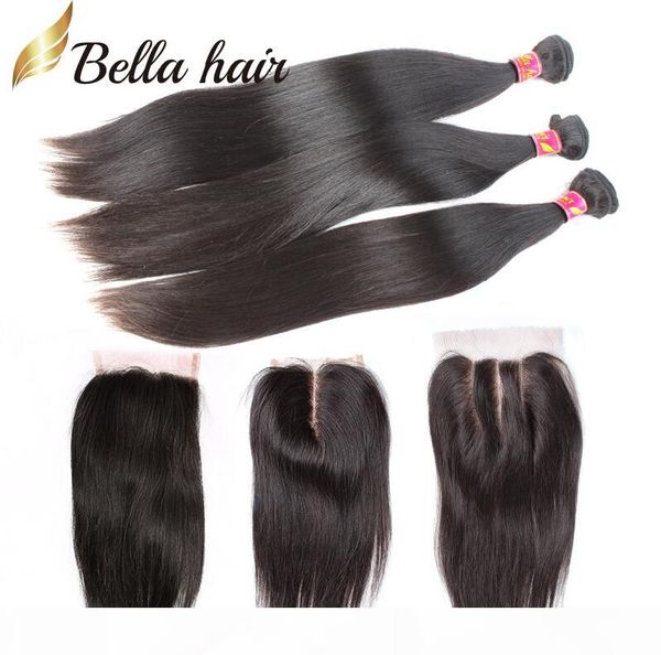 

ткет волос с closure индийский перуанский малазийский бразильский волос необработанные человеческих волос weave черная шелковистая прямая be, Black