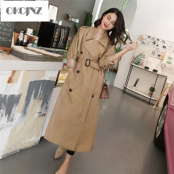 

autumn winter new waist double breasted windbreaker women was slim thin wild long coat fashion casual trench female yy1251, Tan;black