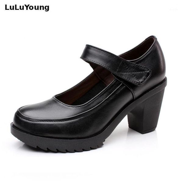 

women shoes high heel pumps genuine leather soft lady shoes sy-28621, Black