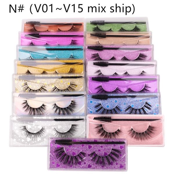 

3d mink eyelashes v# series mink lash with brush and tweezers natural thick fake eyelashes makeup false lashes extension ing