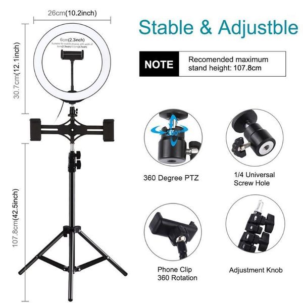 

flash heads puluz pography youtube led selfie cold warm lighting dimmable ring light phone video lamp tripod fill1