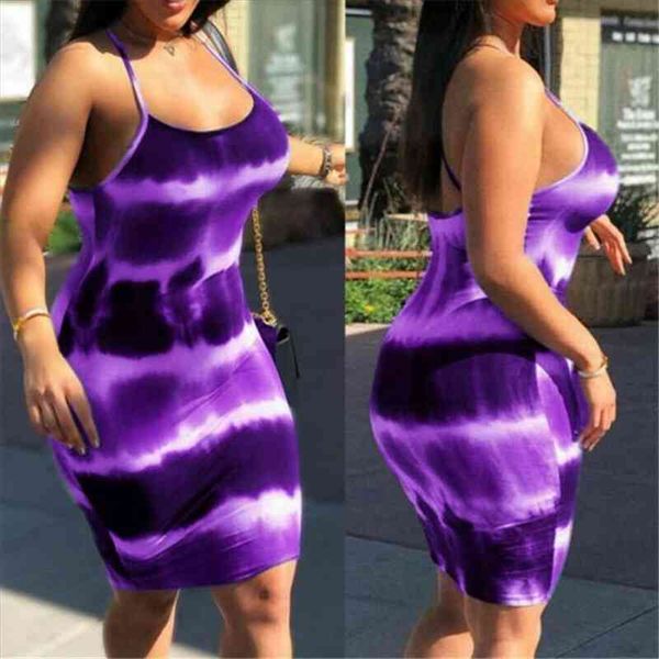 

casual womens printed sleeveless strappy tie dyeing midi dress bodycon tube plus size sexy, Black;gray