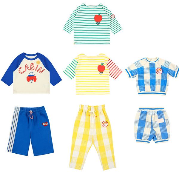 

bebe brand 2020 new summer kids t shirts for boys girls half sleeve stripe print t shirt baby child cotton tees clothes 1006, Blue