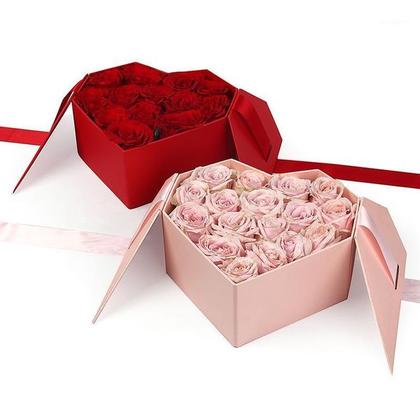 

luxury heart shape rose flower box romantic confessions gift diy wedding cradboard flower arrangement boxes1