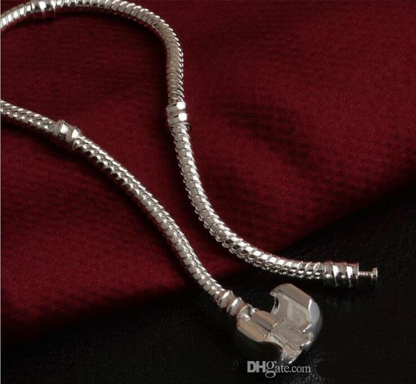 

factorywholesale 3mm 925 sterling snake silver bracelets chain fit pandora charm bead bangle bracelet jewelry gift