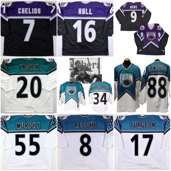 

1994 all sta hockey jerseys 16 brett hull 88 lot detail 9 gordie howe 34 al iafrate 17 pierre turgeon 20 alexei yassin 8 mark recchi jersey, Black