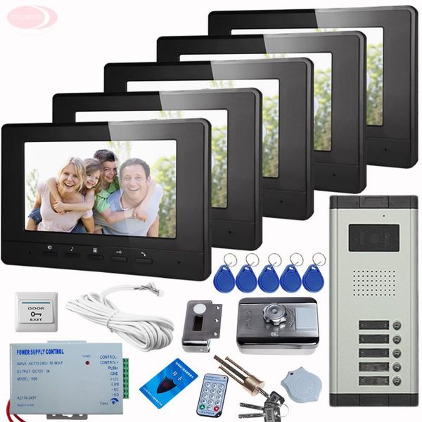 

video door phones sunflowervdp doorphone for intercom interphone 5 units with rfid unlock electronic lock ccd camera doorbell kit