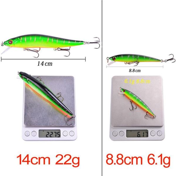

1pcs 14cm 22.7g ater wobbler 3d eyes fishing lure minnow hard bait 3 fish hooks crankbait floating fishin jlloeh