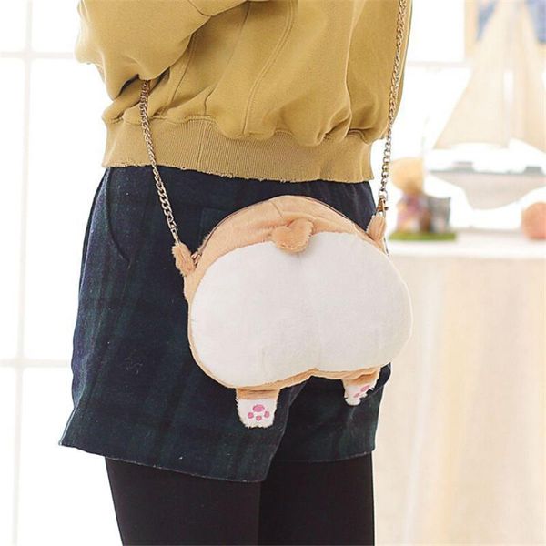 

1pc animal dog bushoulder bag cute cartoon plush zipper money wallet for girls women funny birthday christmas gift