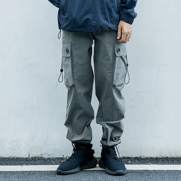 

functional multi-pocket cargo pants mens streetwear loose joggers men joggpants trousers work pant thin pants1, Black