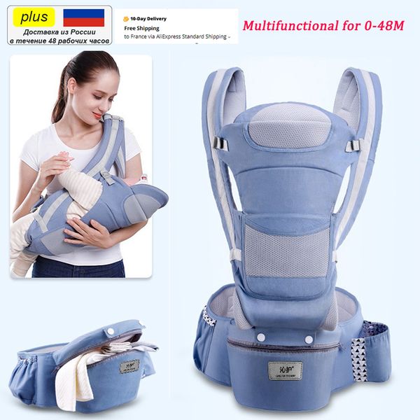 Novo 0-48 Mês Ergonômico Carrier Bebê Infantil Bebê Hipseat Carrier 3 em 1 Frente Frente Ergonômico Kangaroo Baby Wrap Sling LJ200914