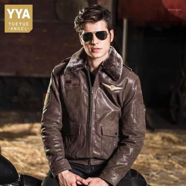 

men's leather & faux vintage winter motorcycle short jacket men detachable collar zipper genuine streetwear pigskin coat plus size 5xl1, Black