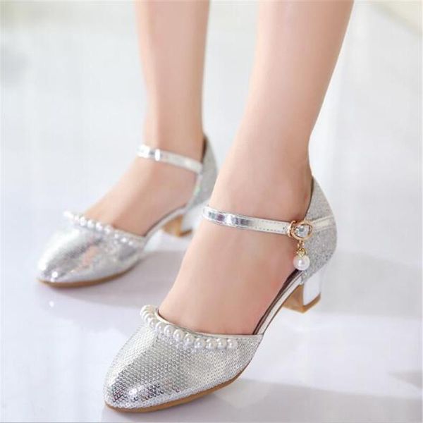

new children pearl glitter high heeled shoes girls princess cut outs breathable party dance shoes baby kids leather shoes 02 sqcjgq pingtoy, Black