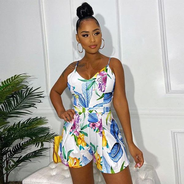

adfvat floral printed elegant lady catsuit summer sleeveless backless bandage party romper women fashion playsuit my-k9622, Black;white