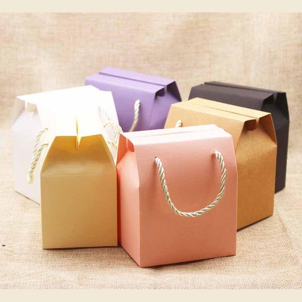 

gift wrap feiluan 5pcs ivory paper favor bag cupcake boxes pink wedding packing lilac box with handle kraft nuts package