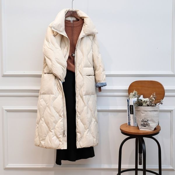 

white duck feather super light winter women's long irregular coat, parka 2020 coat