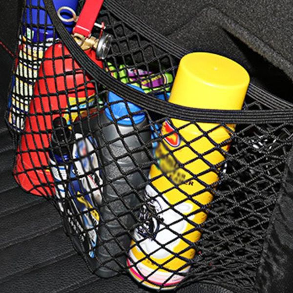 

car back rear trunk seat elastic string net magic sticker mesh storage bag pocket cage auto organizer seat back bag