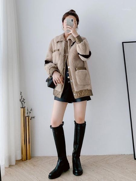 

real fur coat women winter coat women clothes 2020 parka real fur jacket korean sheep shearing 100% wool jacket b9r1702 yy23291, Black