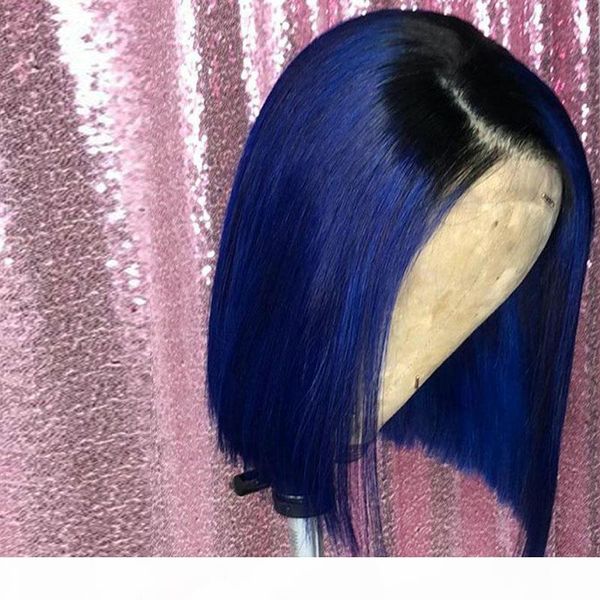 

человек волосы фронт шнурка голубых парики для женщин черного pre щипкового hairline lacefront glueless virgin бразильского цвет синего коро, Black;brown