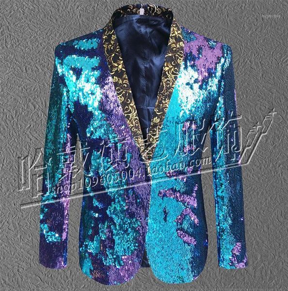

men's suits & blazers men's sequins suit nightclub men singers dj stage show flip the male blazer costumes 1, White;black