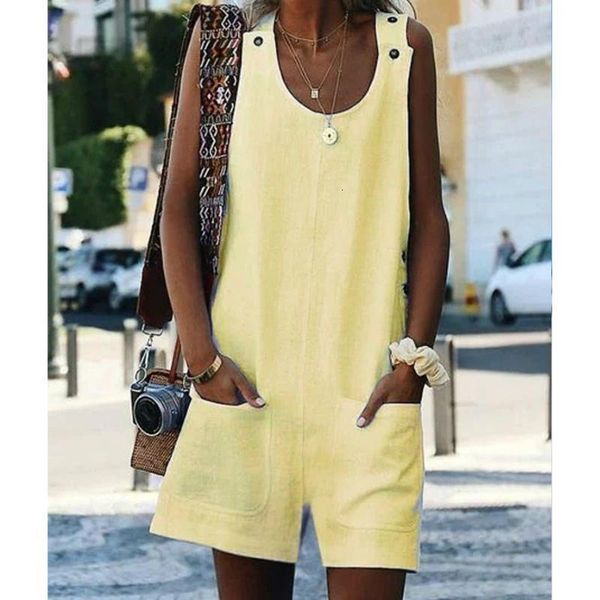 

sleeveless linen overall jumpsuit homewear women 2020 summer cotton linen loose casual playsuit combinaison femmel dropshipping, Black;white