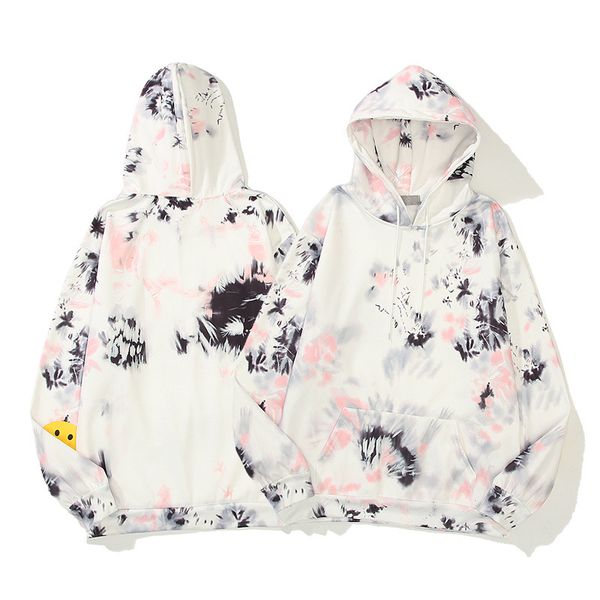 

designer tie dye style pink grey hoodie winter plus size hip hop men sweatshirt oversized hooded sweatshirts dropshipping, Black