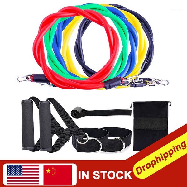 

11pc resistance bands set expander yoga exercise fitness rubber tubes band stretch training home gyms workout at home1
